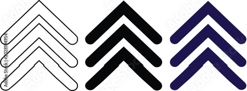 Fotografi 上向き矢印のベクターアイコンセット、上昇や進歩を示すシンプルなシェブロン記号、ウェブサイトやアプリのUIデザインに最適なモダンなグラフィック素材