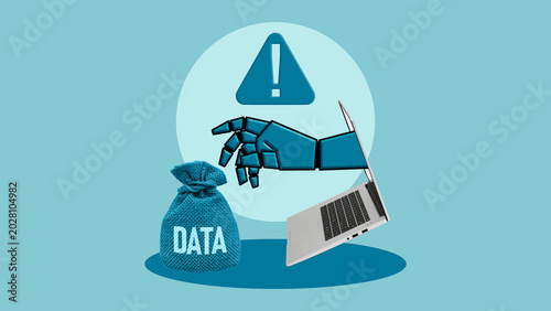 Foto Data security risk, cyber theft and information leakage concept, artificial inte