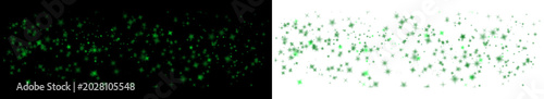 Glowing green particles on black and transparent backgrounds for design elements isolated on transparent background