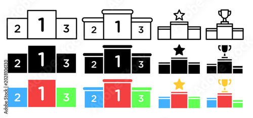 Podium icon collection with different styles