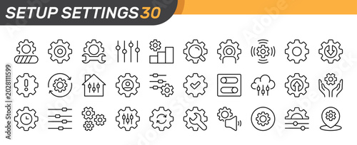 Quadro su tela Setup & Settings thin line icon set