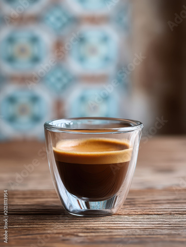 Classic Small Espresso Glass Mockup Clear Thick Base