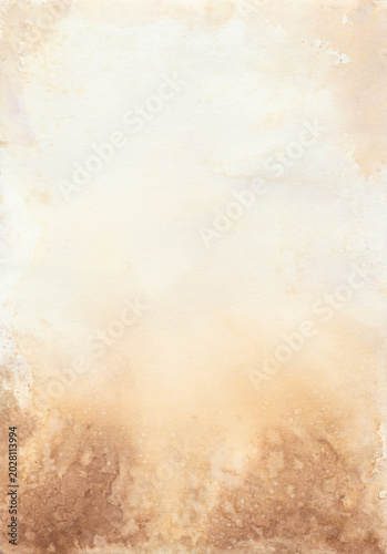 Abstract minimalist neutral beige watercolor background with soft warm mist gradient