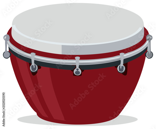 Vibrant Red Conga Drum Isolated Percussion Musical Instrument Vector Illustration