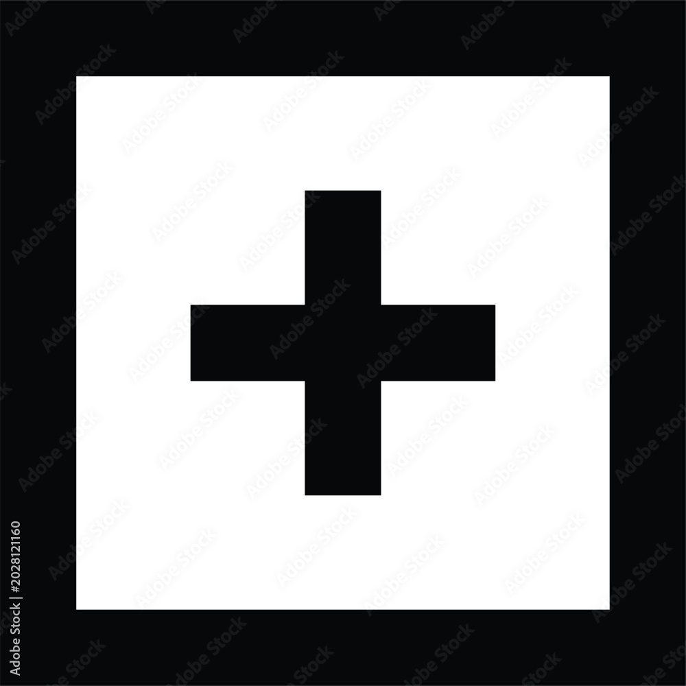 Fototapeta premium Plus Sign Square Line Icon Illustration – High-Quality Scalable EPS Vector Graphic for Add Buttons, Creating New Items, and UI Interface Web Design