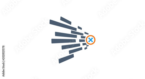 Minimalist abstract logo icon with orange circle and blue cross