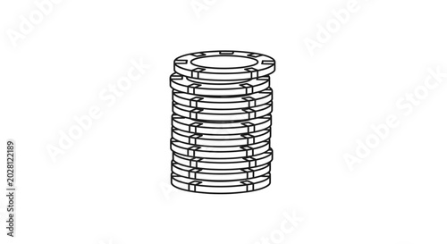 Minimalist black outline illustration of a poker chip stack