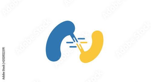 Minimalist blue and yellow human kidney medical icons