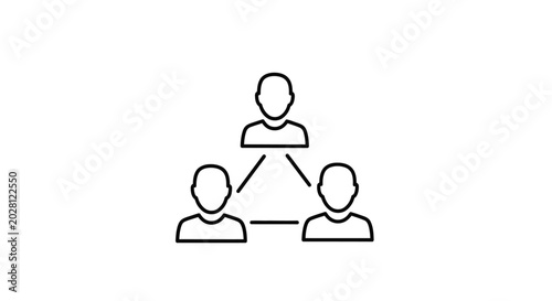 Minimalist business team network icon with connected people