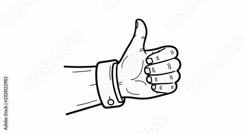A hand in a white shirt sleeve with a cufflink giving a thumbs up gesture