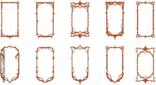 Bild auf Leinwand Vintage thorn frame collection featuring sharp barbed border designs in elegant gothic styles