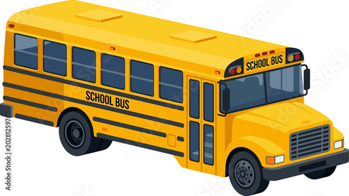 Yellow american school bus designed for student transport