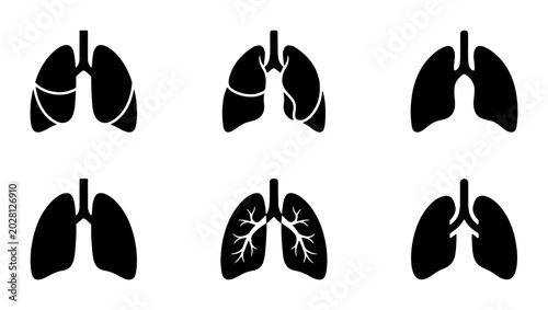 Human Lungs Icons Set