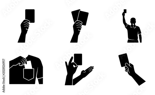 Photos Referee Showing Cards Silhouette Icons