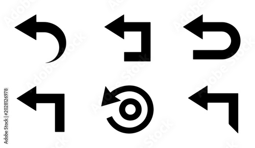 Set of Black Arrows Pointing Left
