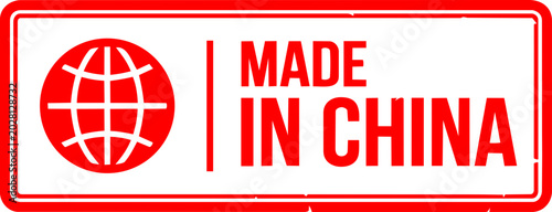 Valokuva Red Made in China Rubber Stamp Grunge