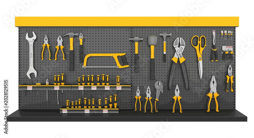 Photos tool set, tools, hardware, equipment, workshop tools, yellow and gray tools, 25