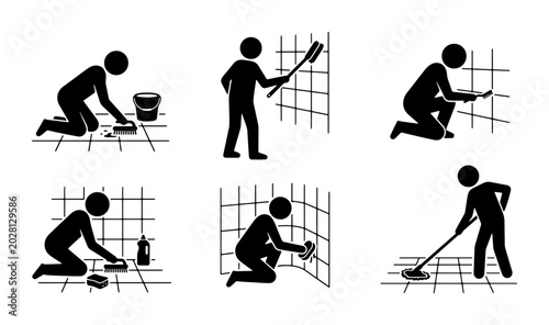 Tableau sur toile Home Cleaning Routine Icons