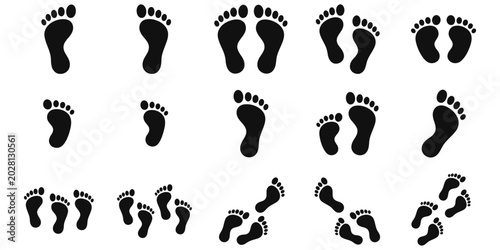 Footprints Collection Various Step Patterns Icons