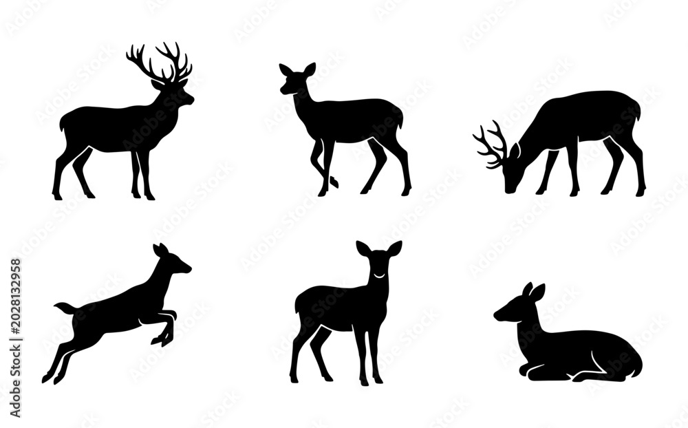Fototapeta premium Deer Silhouettes Collection