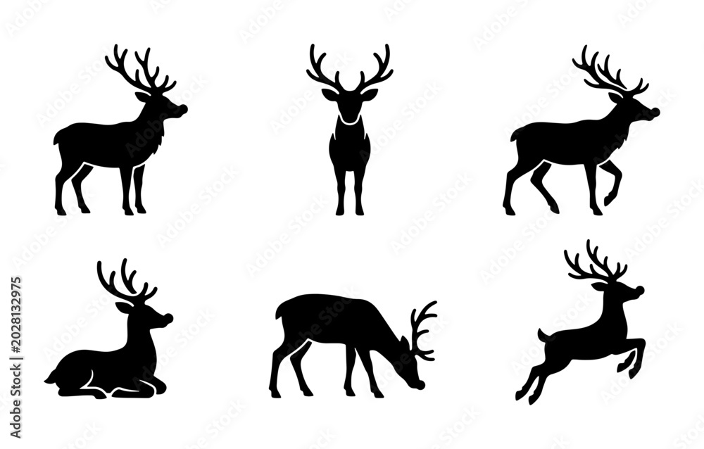 Fototapeta premium Deer Silhouettes Collection
