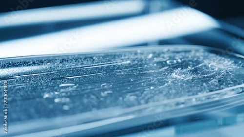 Abstract Water Surface Dynamics: Close-Up Slow Motion in Bluish Tones