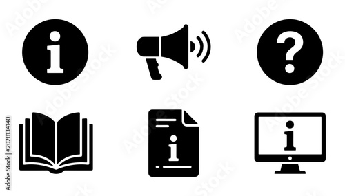 Tableau sur toile Information Icons: Help, Support, and Knowledge Symbols