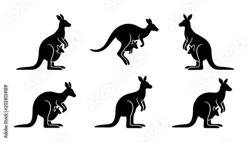 Foto Kangaroo Family Silhouettes Collection
