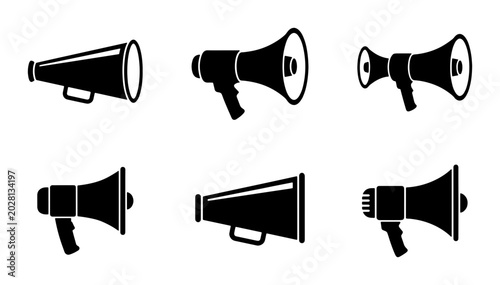Tableau sur toile Megaphone Icons: Announcement, Protest, Sound Amplification