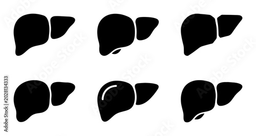 Tableau sur toile Liver Icons: Healthy, Diseased, and Normal Variations