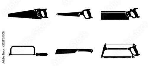 Cuadro en lienzo Collection of Hand Saw Silhouettes