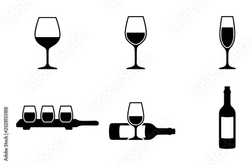 Tableau sur toile Wine Glass Collection Icons