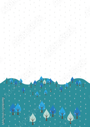 Tableau sur toile 雨が降っている山の景色