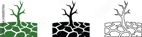 Tableau sur toile Drought and environmental crisis icon set