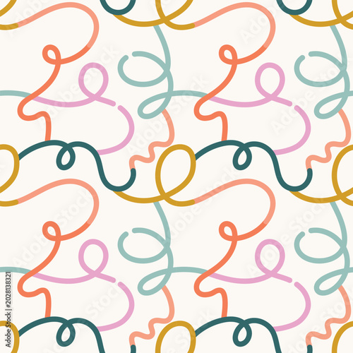 Multicolored lines DIY craft hobby background. Hand drawn seamless vector pattern. Simple striped texture for kids children design, rainbow wallpaper, nursery textile.