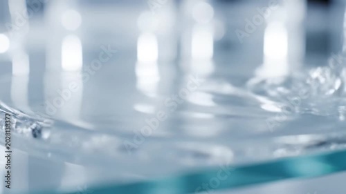 Clear Liquid Dropping Into a Glass Bowl in Slow Motion: Science Lab Footage