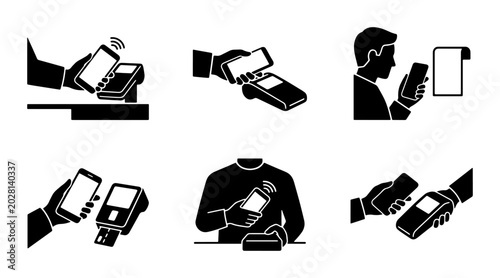 Obraz na płótnie Contactless Payment Icons, Mobile Transaction Symbols, NFC Technology, Digital W