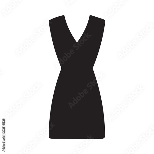 Black sleeveless mini dress with necklines isolated on white background
