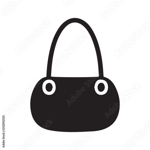 Black handbag icon with white accents isolated on white background
