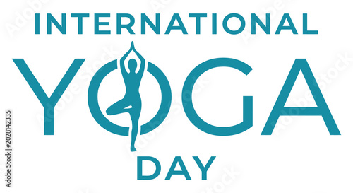 international yoga day logo with silhouette pose on white background