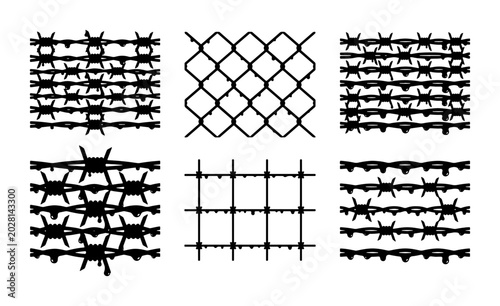 Tablou pe pânză Security Fence Patterns: Barbed Wire & Chain Link