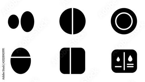 Obraz na płótnie Medicine Pills Icons, Pharmaceutical Dosage Symbols, Health Care Vector Graphics