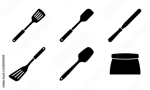 Foto Kitchen Utensil Icons: Spatulas, Turner, Spreader, Scoop, Bag Set, Vector Graphi