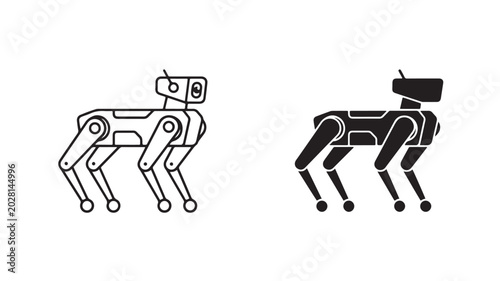 Robotic Dogs Side View Isolated On White For Technology And Innovation Concepts