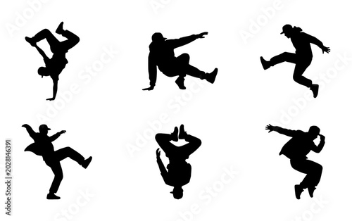 Vászonkép Breakdance Silhouettes, Hip Hop Dancers, Urban Street Dance Moves, Dynamic Poses