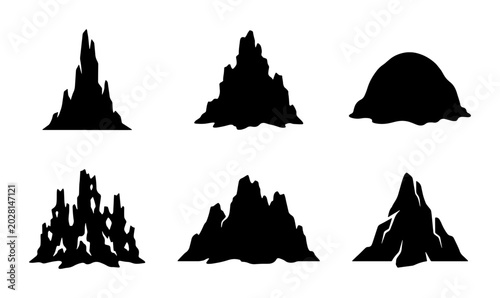 Photos Mountain Peaks Silhouette Collection, Jagged Rock Formations, Natural Landscape