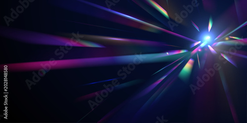 Bild auf Leinwand Rainbow beams cross in dark abstract space