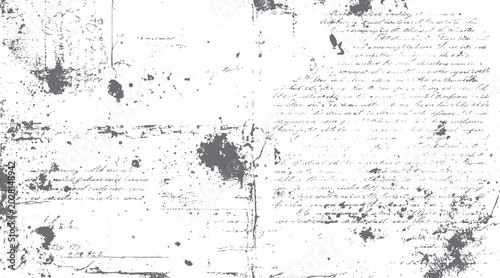 Foto Old handwritten documents with ink splatters and smudges on white background vin