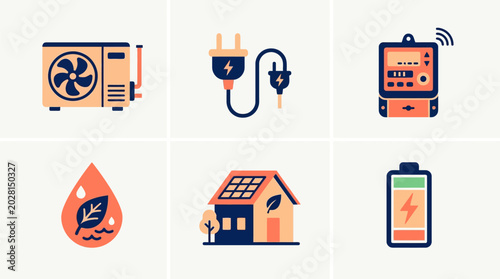 Renewable Energy and Sustainable Home Technology Icon Collection