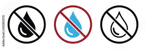 Cuadro en lienzo No water drop sign symbol set, no water-resistant icon collection, prohibited wa